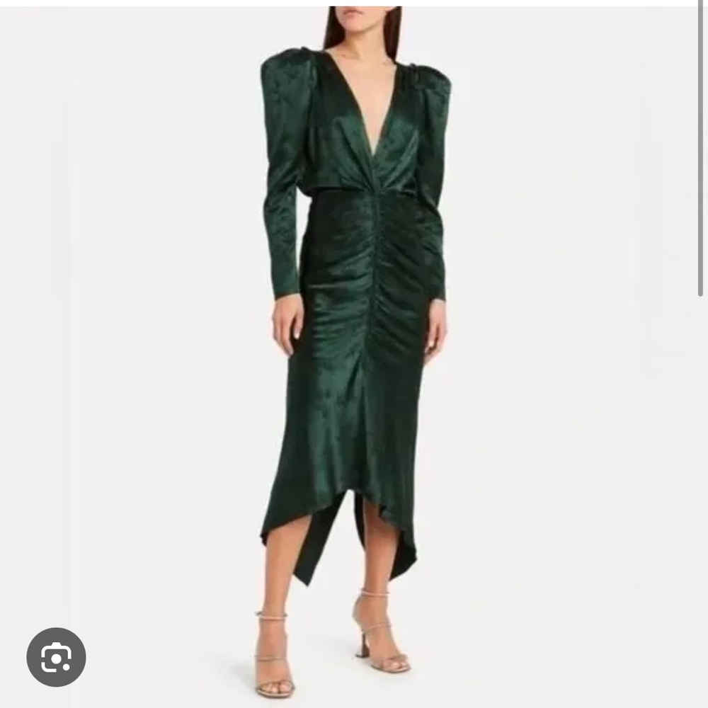 Ronny Kobo Astrid Green Long Sleeve Dress